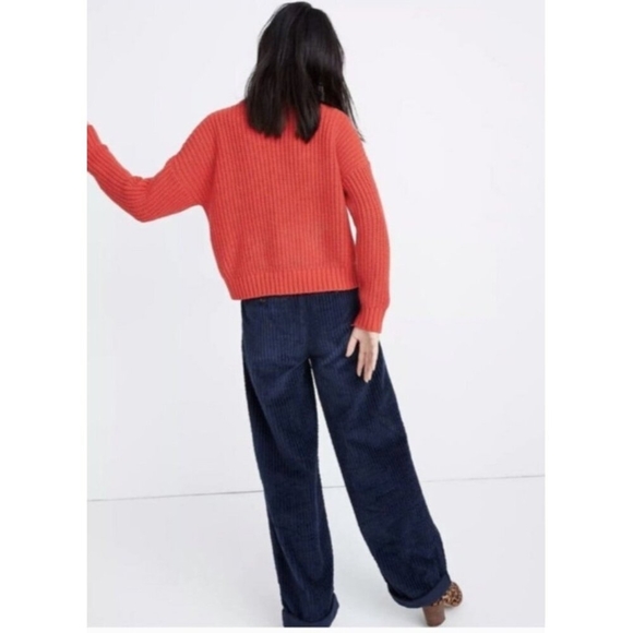 Madewell Cable Knit Sweater Womens Small Red Crewneck Alpaca Wool Blend … - Picture 2 of 13